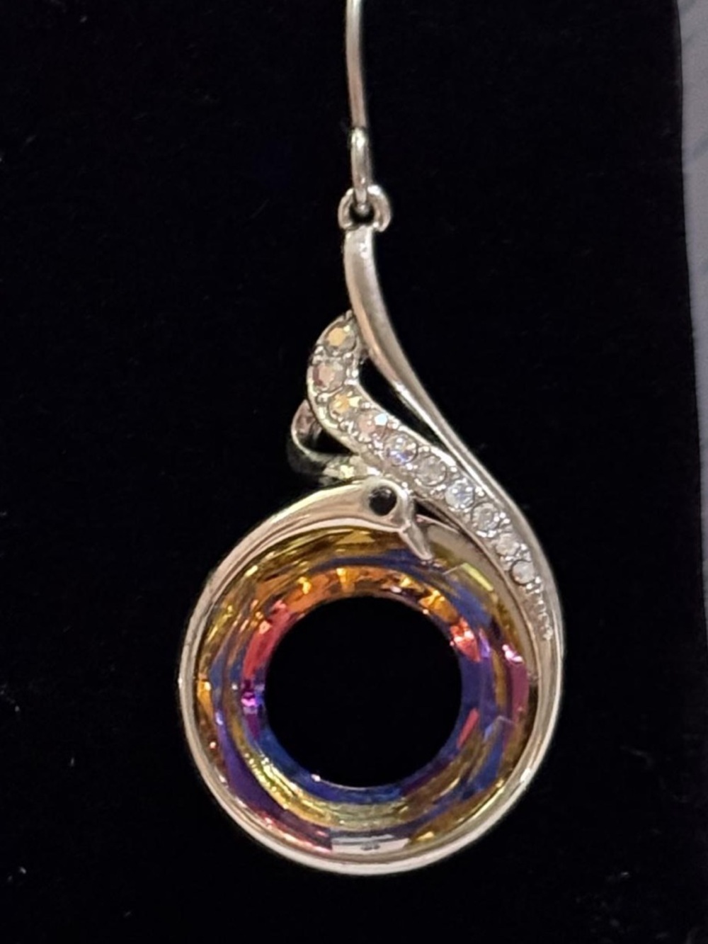 Colorful Circle Pendant Necklace & Drop Earrings Set - Silver Tone - Picture 6 of 7